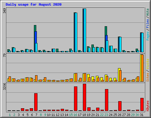 Daily usage for August 2020