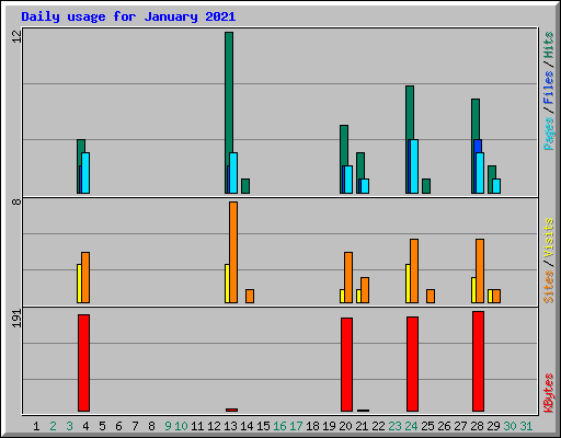 Daily usage for January 2021