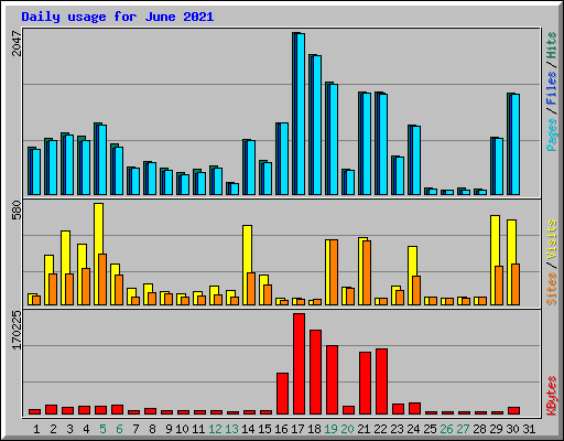 Daily usage for June 2021