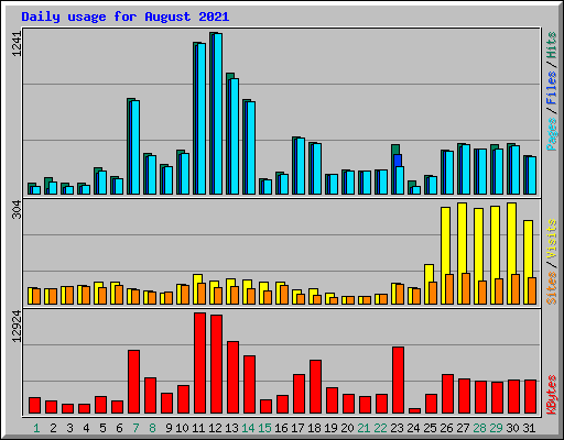 Daily usage for August 2021
