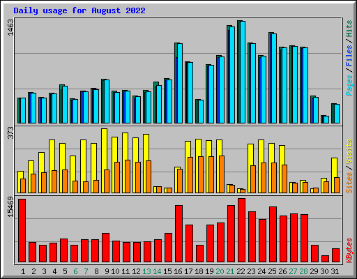 Daily usage for August 2022