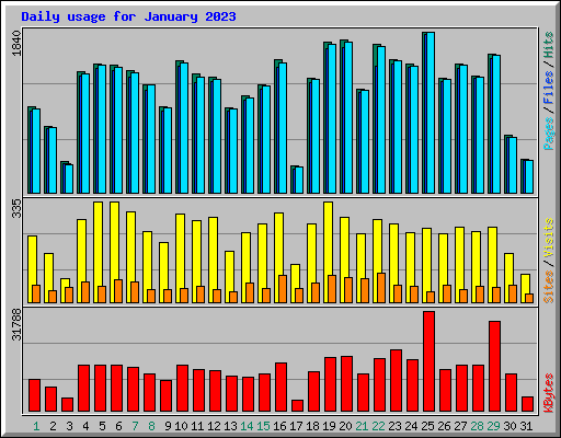 Daily usage for January 2023
