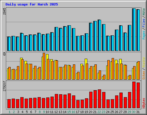 Daily usage for March 2025