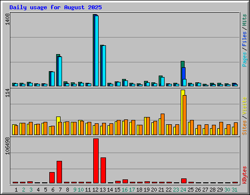 Daily usage for August 2025