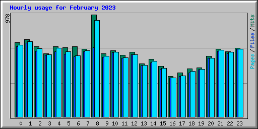 Hourly usage for February 2023