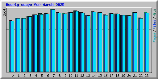 Hourly usage for March 2025